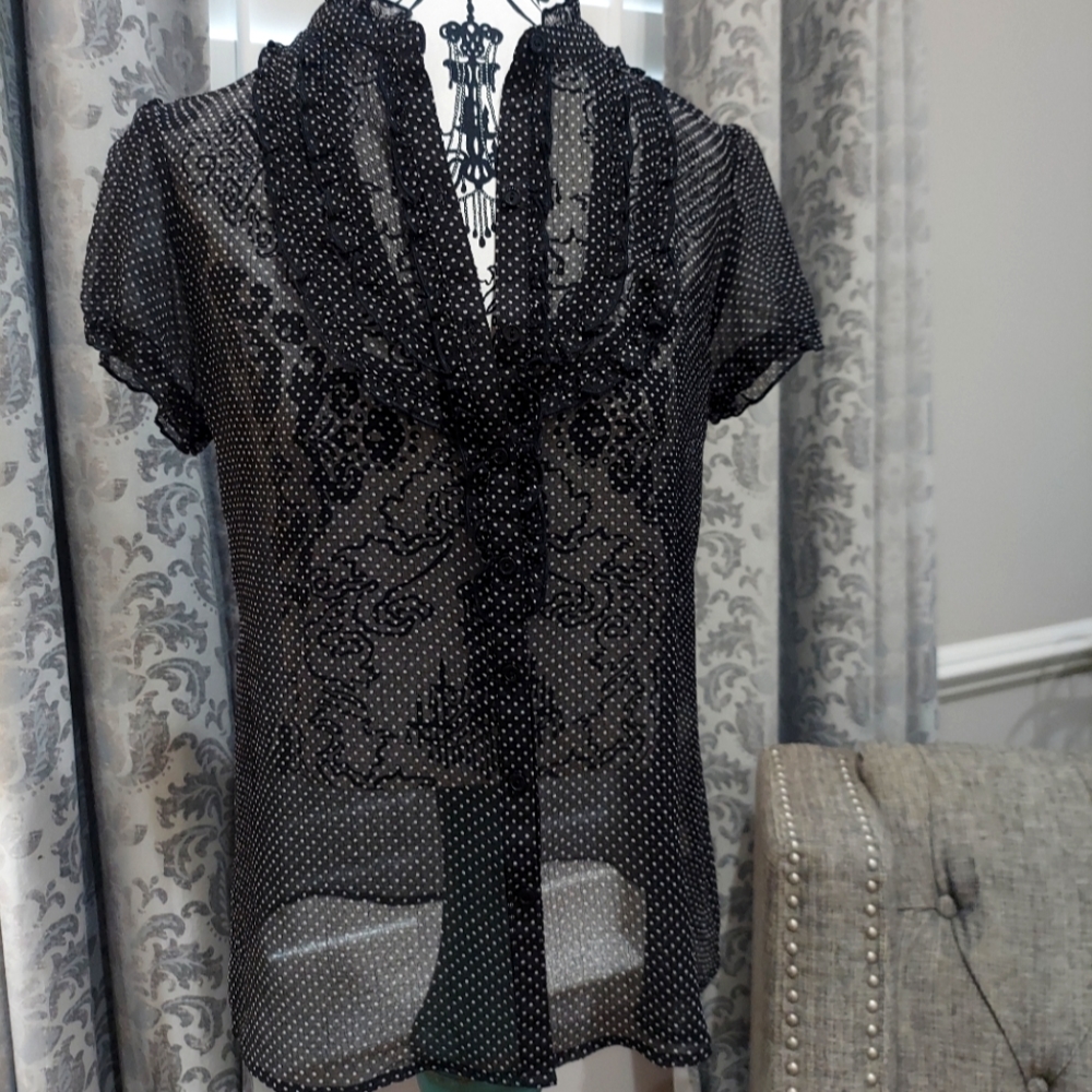 Sheer Polka-dot Blouse